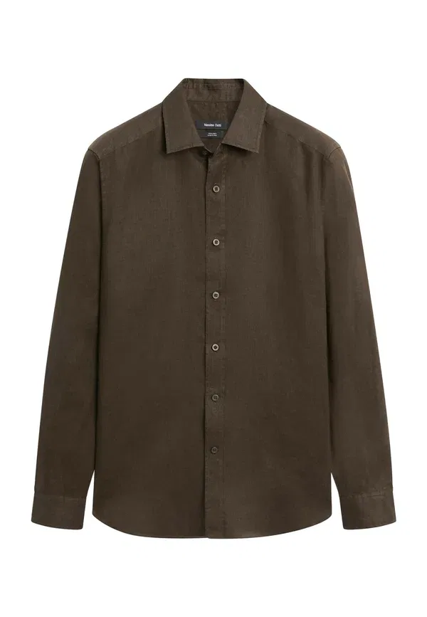 Рубашка из льна Shirt Massimo Dutti, Mottled Dark Brown, темно-коричневый