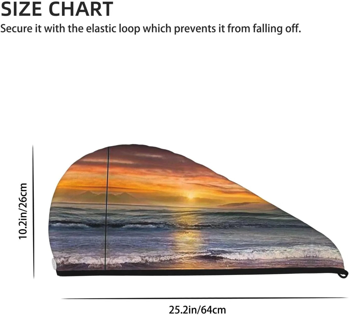 Шапочка для душа Sunset Beach Coral Fleece, OCELIO, 64x26 см, Sonnenuntergang Strand — фото 4