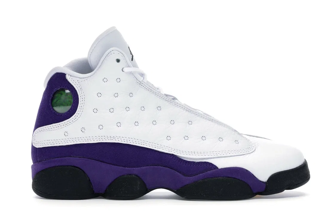 Детские кроссовки с перфорированным верхом Jordan 13 Retro Lakers Jordan, White/Black-Court Purple-University Gold