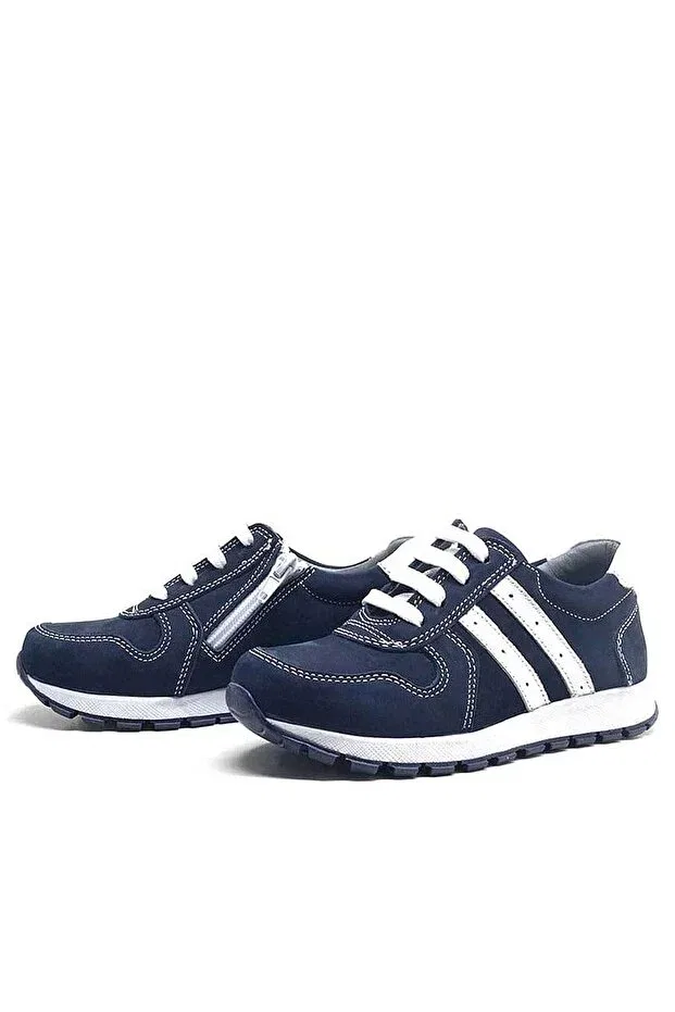 Детские кожаные туфли для мальчиков на шнуровке Rakerplus, Navy Blue — фото 3