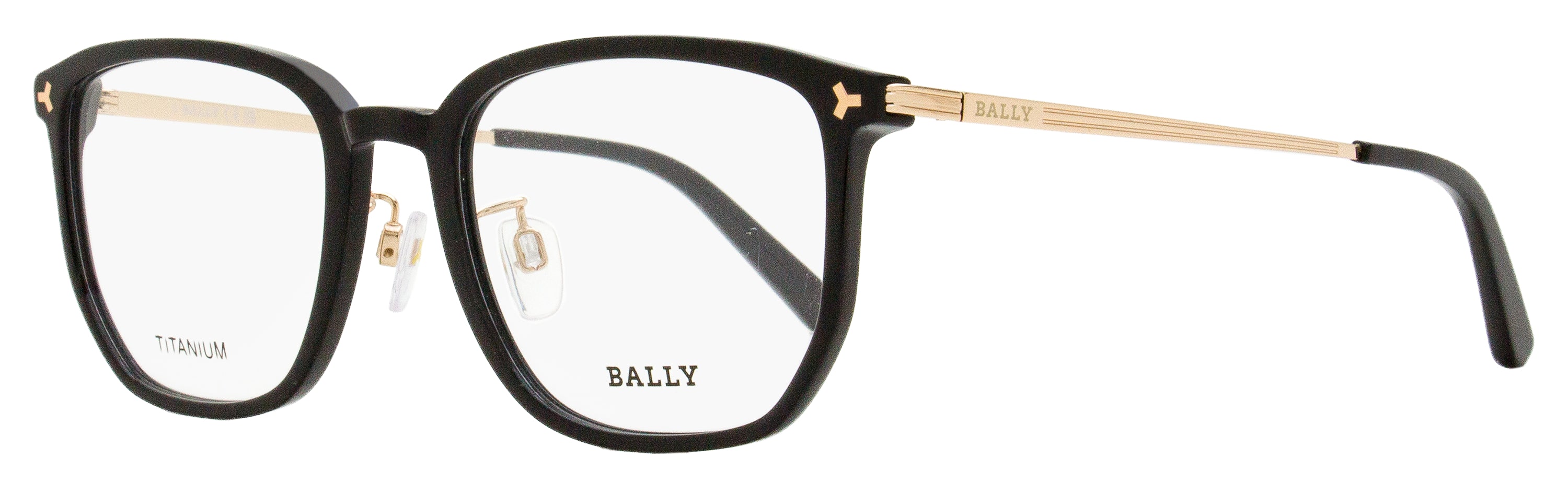 

Мужские прямоугольные титановые очки Bally BY5069H 001 черные 54 мм