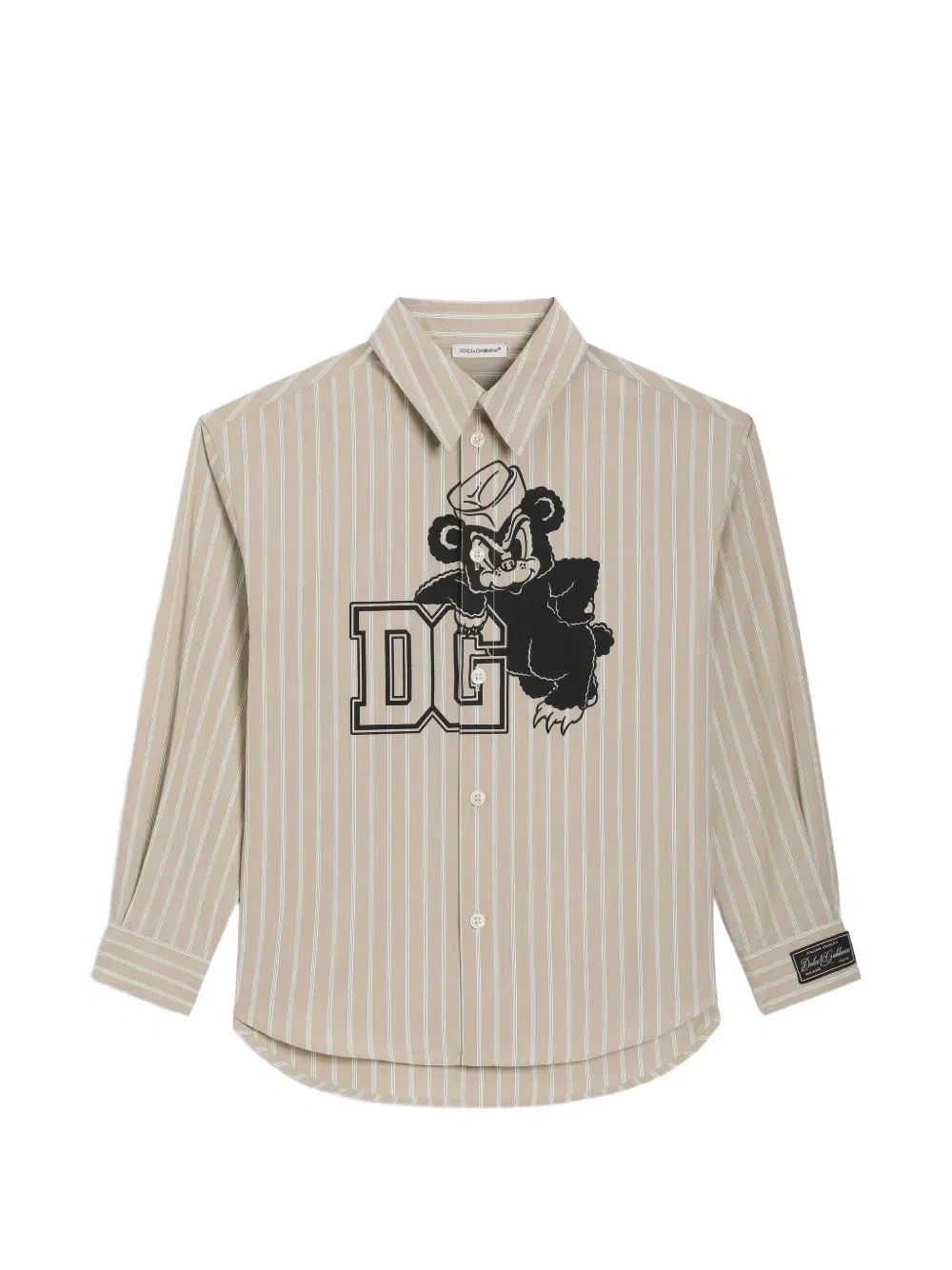 Поплиновая рубашка с логотипом Dolce & Gabbana Kids, бежевый