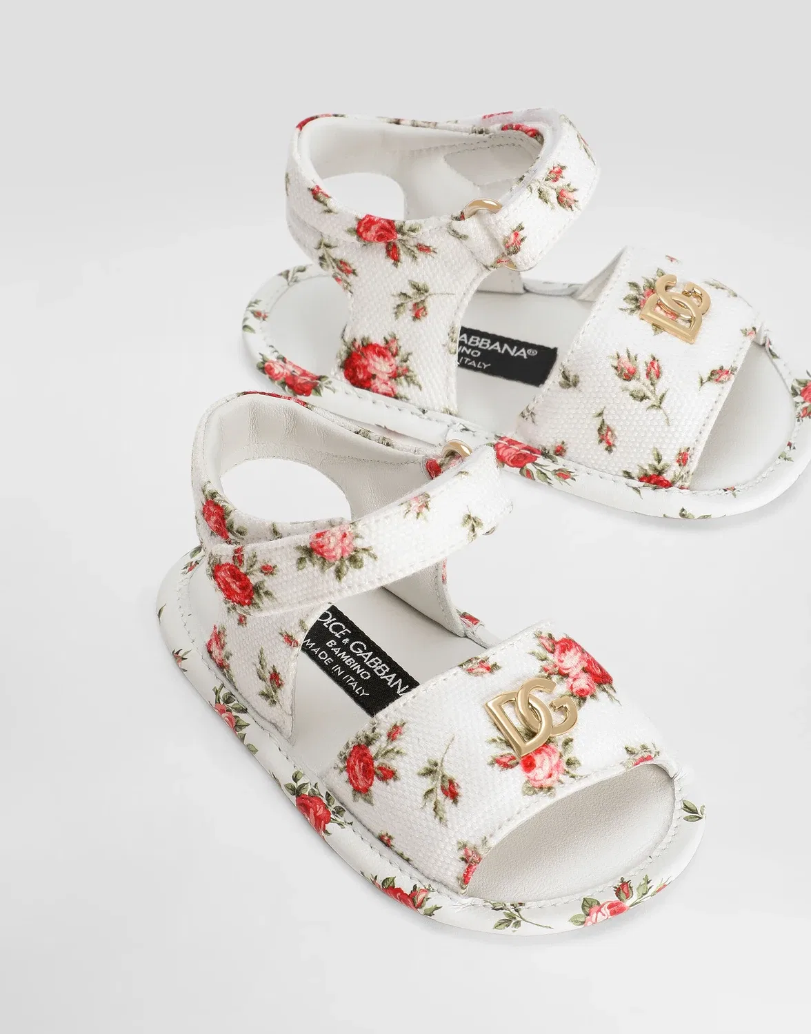 Сандалии из холщовой ткани с принтом в виде маленьких роз Dolce&Gabbana, бежевый — фото 4