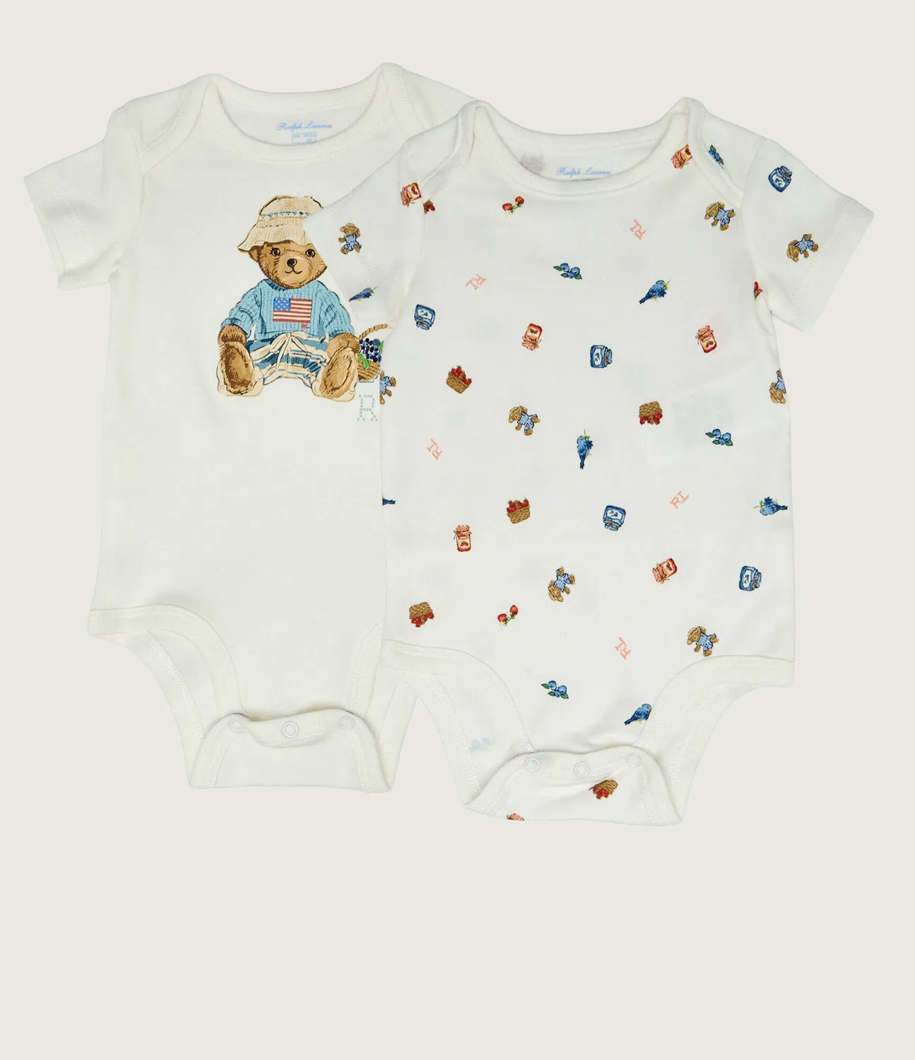 Комплект боди с длинным рукавом Polo Ralph Lauren, ecru