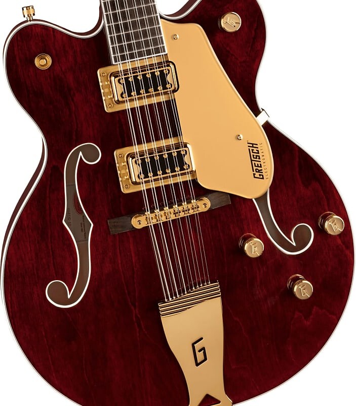 

Gretsch G5422G-12 Electromatic Classic с полым корпусом, двойной вырез, 12 струн, золотая фурнитура, лавровая накладка на гриф, морилка под грецкий орех