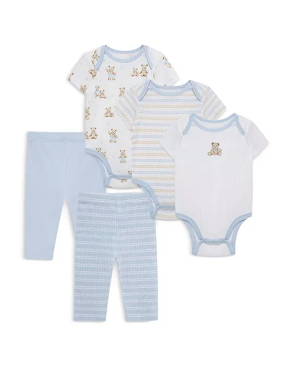 Детский комплект для мальчиков с принтом Bears Bodysuit Pant Set Little Me, синий