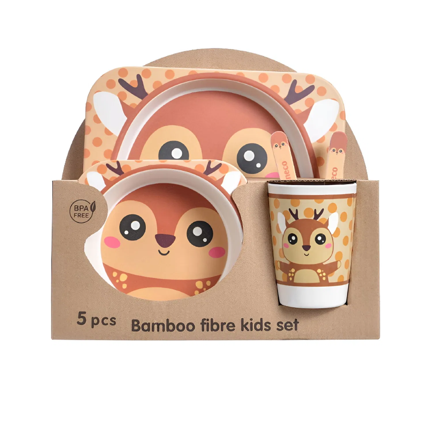 Детский набор посуды 5 предметов, Bamboo, Square Deer, acdanc, multicolor