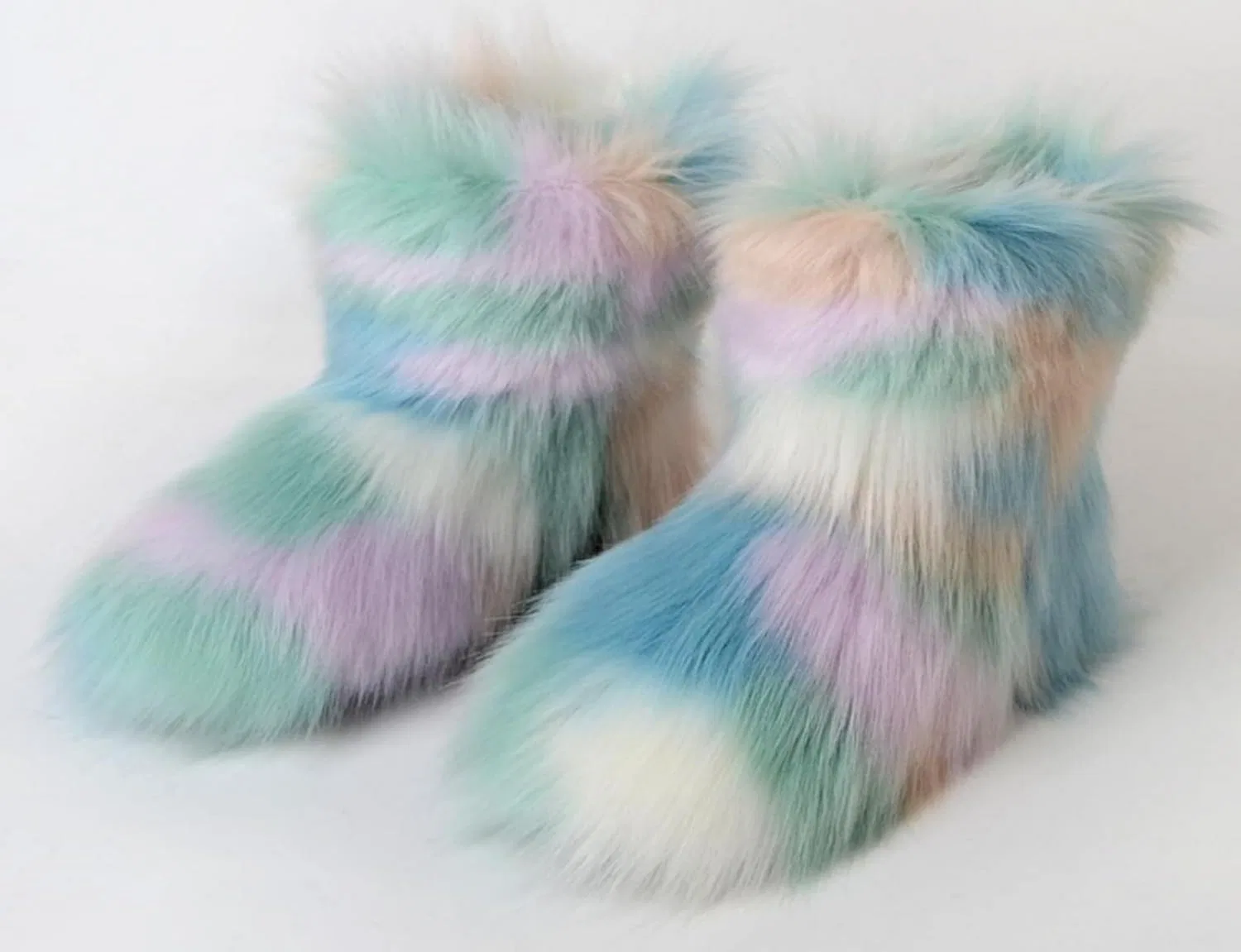 Детские зимние сапоги для девочек с искусственным мехом Urmycos, Lightblue Green Purple — фото 4