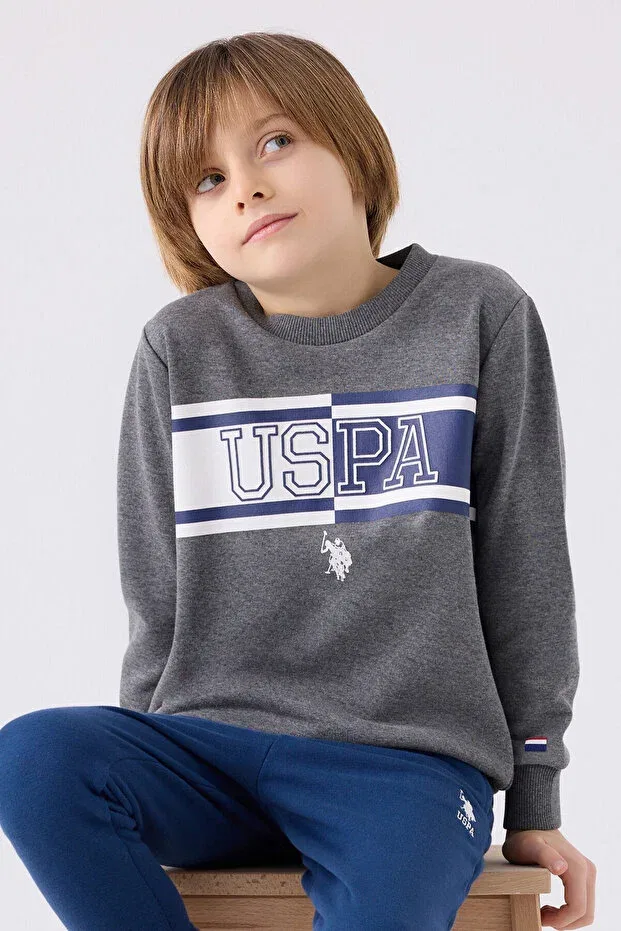Детский спортивный костюм для мальчиков с принтом U.S. Polo Assn., Gray — фото 2