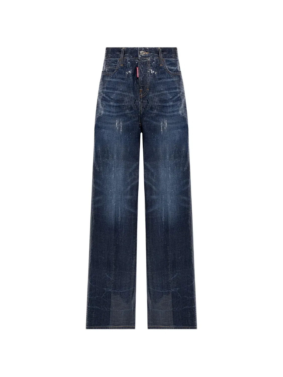 Широкие джинсы Baggy с отделкой пайетками DSQUARED2, синий