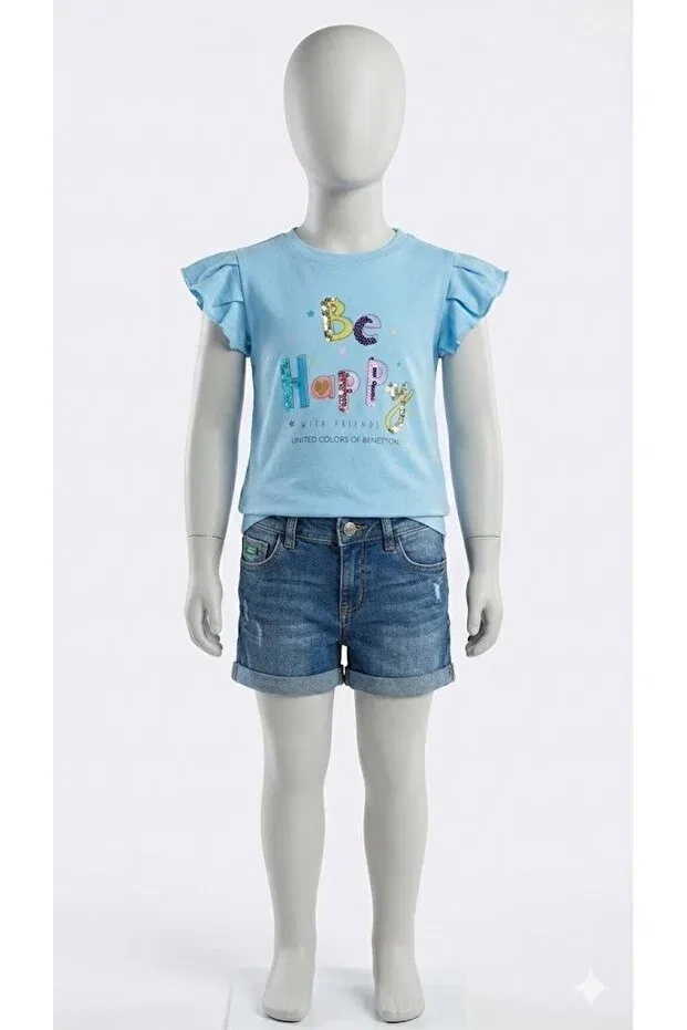 Детская футболка для девочек с принтом Benetton, Blue
