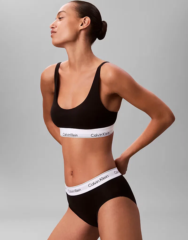 Бюстгальтер-топ Calvin Klein Icon Cotton Modal с легкой подкладкой, черный — фото 3