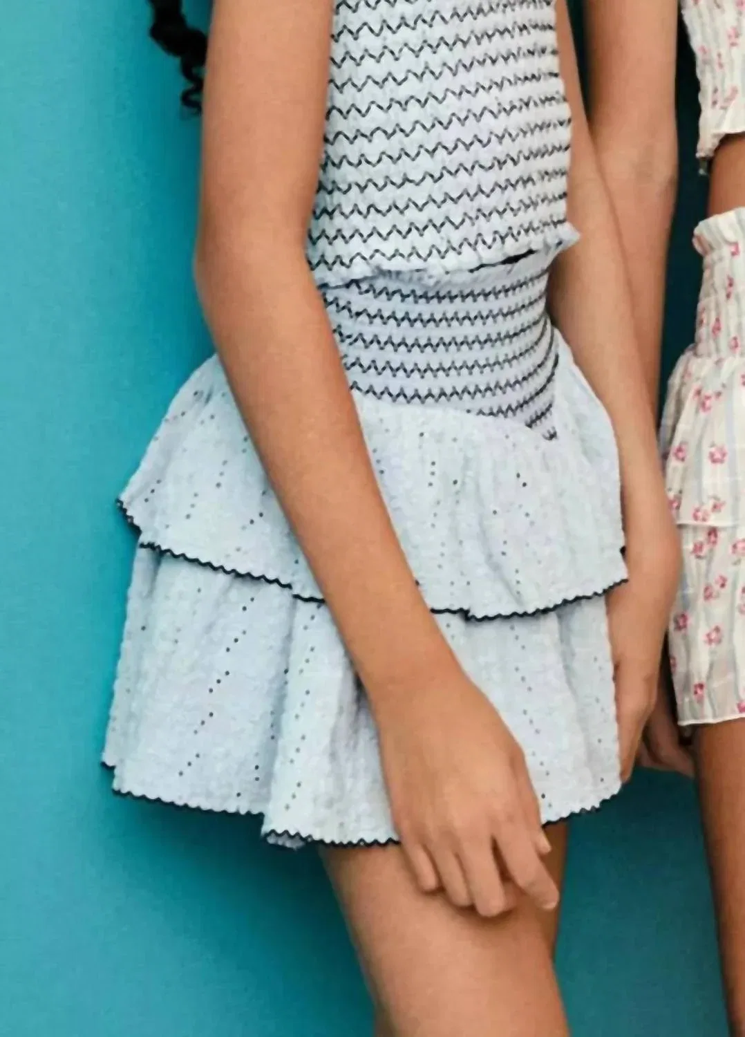 Детская юбка с фактурным цветочным принтом Karlie KatieJnyc, Baby Blue — фото 2