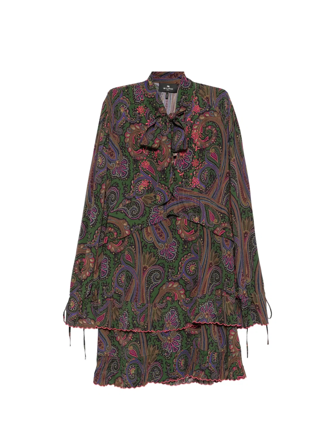 Мини-платье в пейсли, зеленое ETRO, зеленый