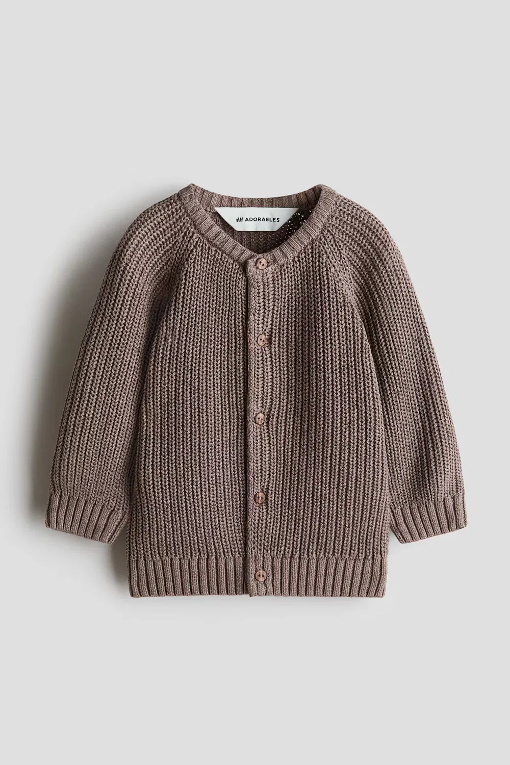 Хлопковый кардиган из лакированной вязки H&M, Braun