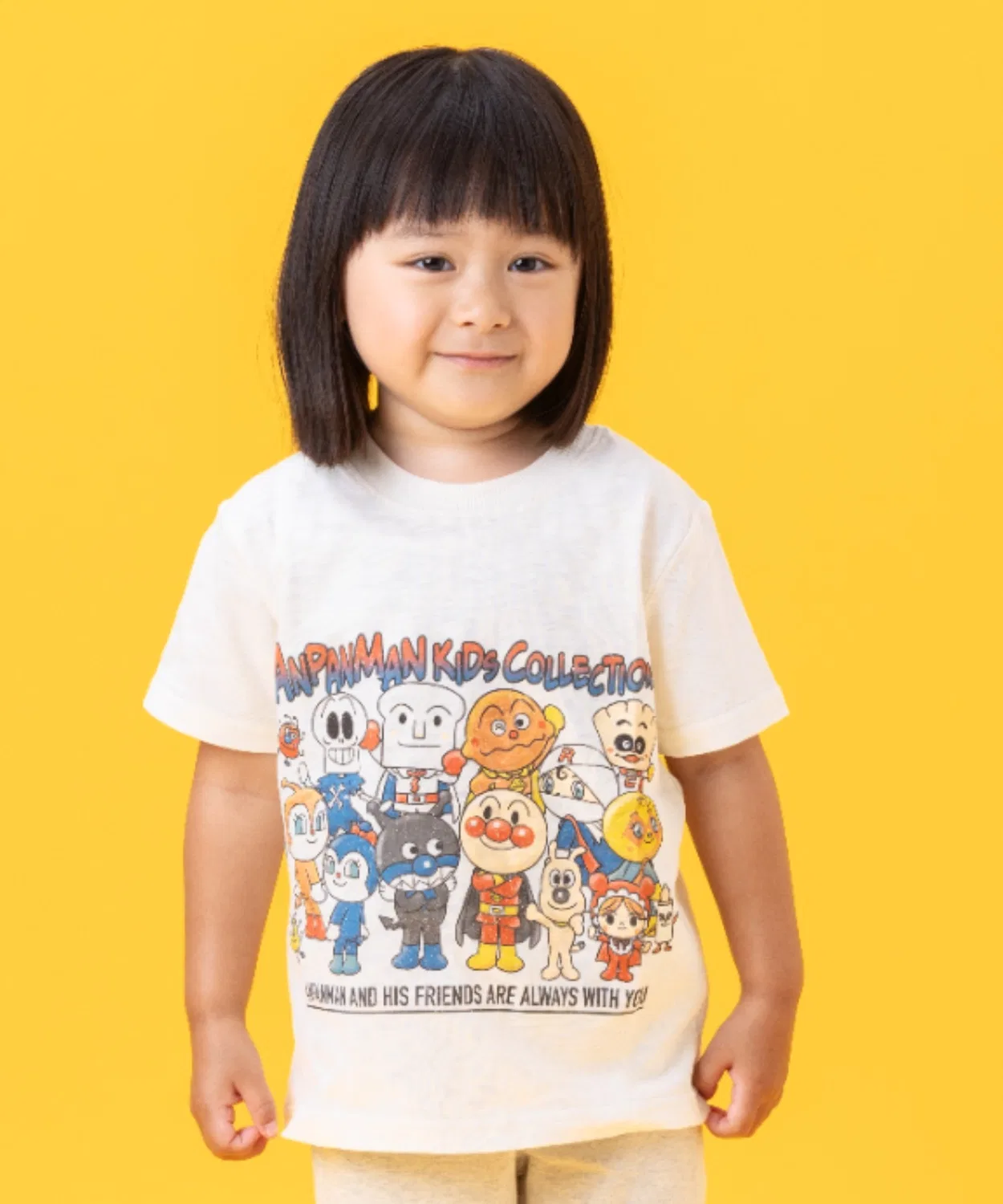 Детская футболка с принтом Vintage-like Friends T-Shirt ANPANMAN KIDS COLLECTION, Ivory