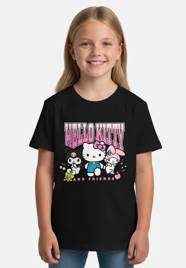 Футболка друзья рубашка oberteil kurzarmlig - футболка с принтом Hello Kitty, черный
