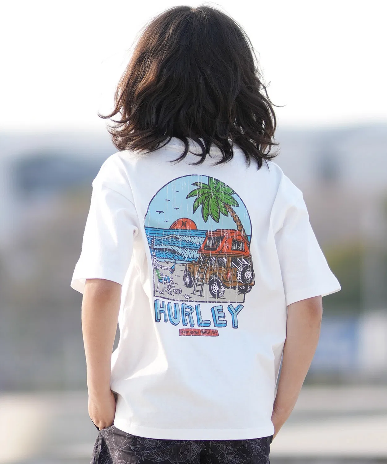 Детская футболка с принтом Hurley, Светло-синий — фото 3