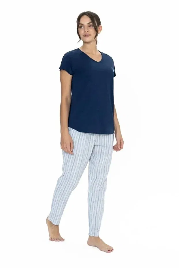 Женская пижама с коротким рукавом, с принтом U.S. Polo Assn., Navy Blue — фото 3