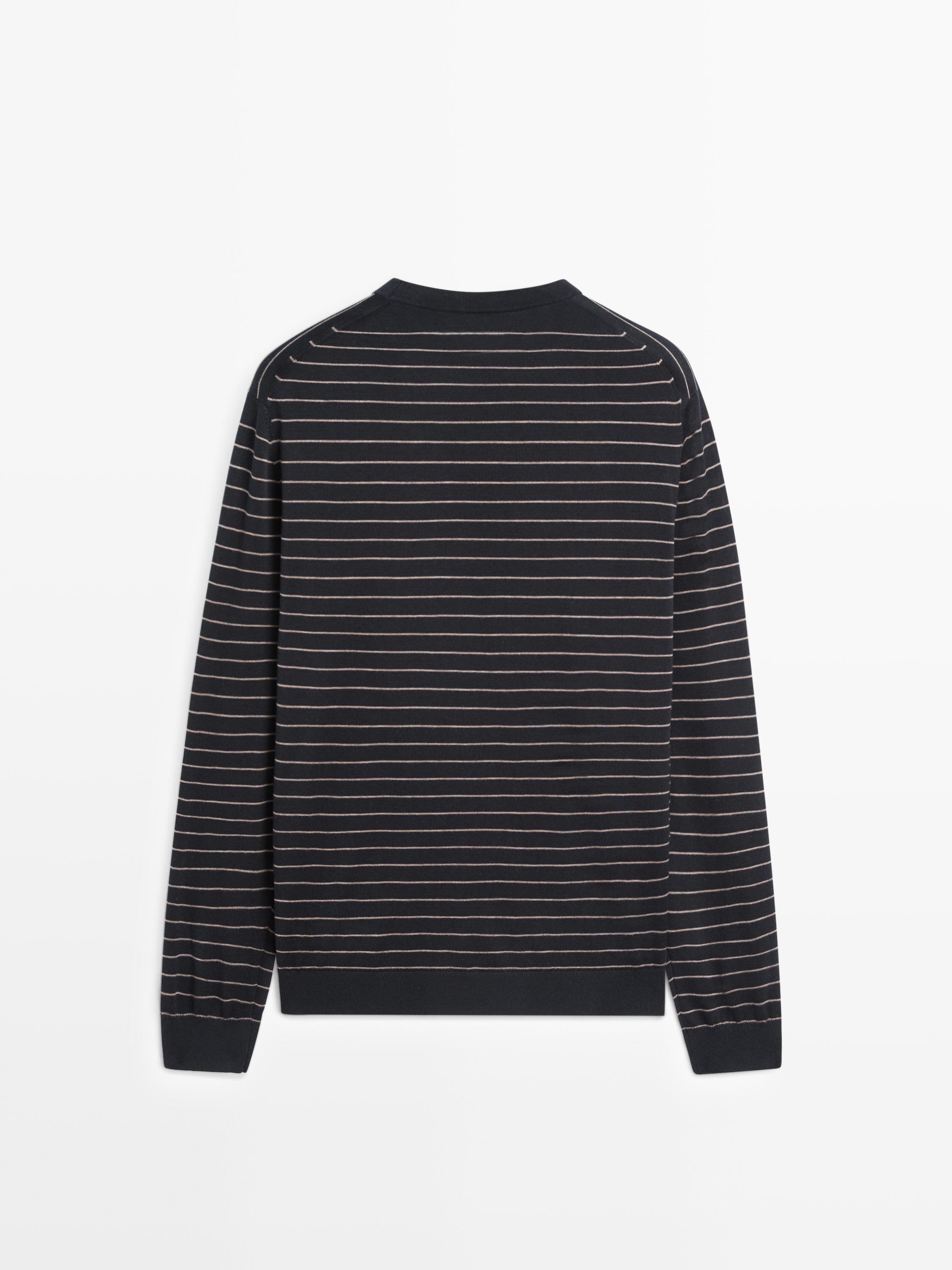 Футболка Massimo Dutti Striped Long Sleeve Knit Sweater, темно-синий — фото 2