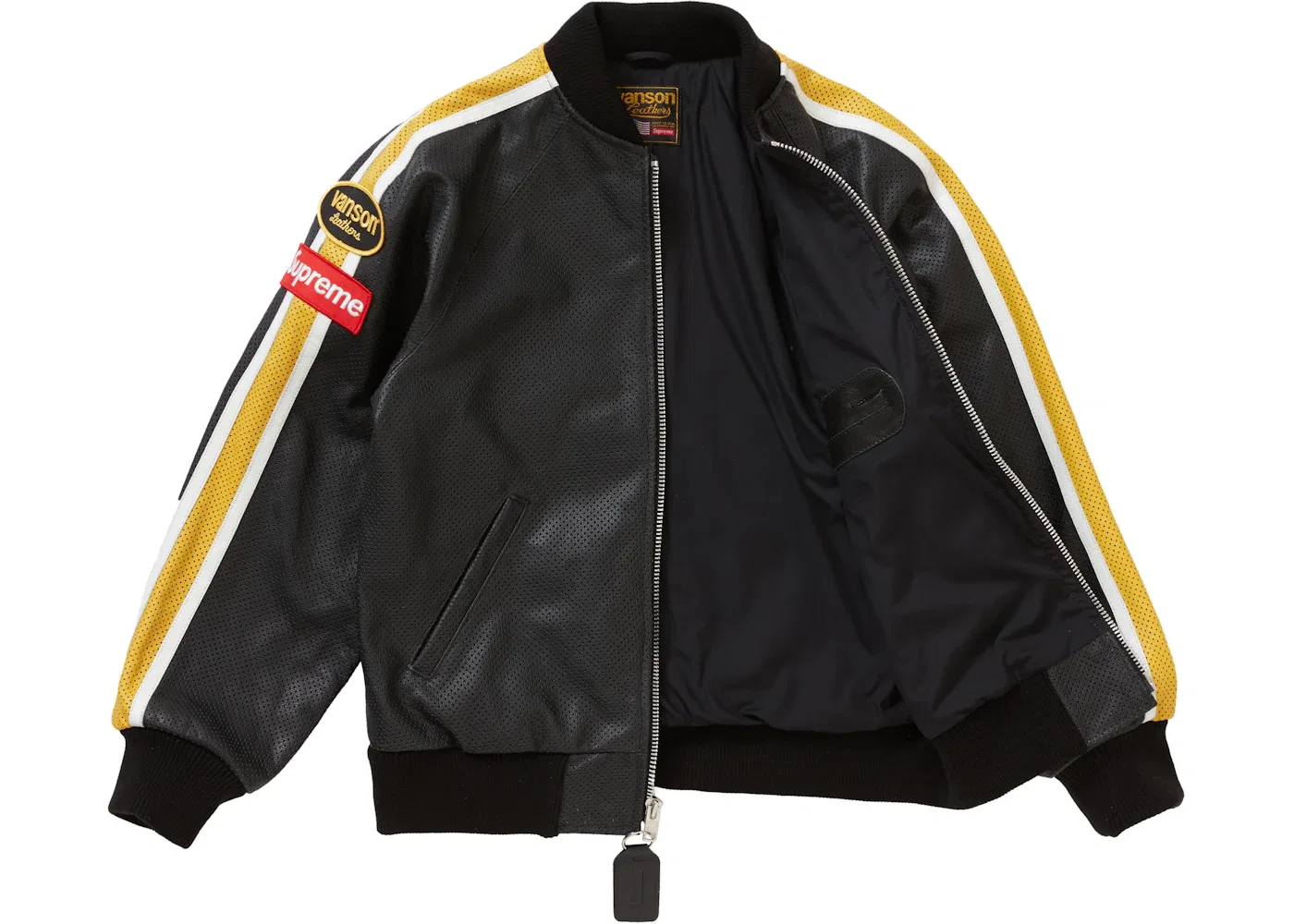 Мужская куртка-бомбер с перфорацией Supreme Vanson Leathers Bomber Jacket, Black — фото 3