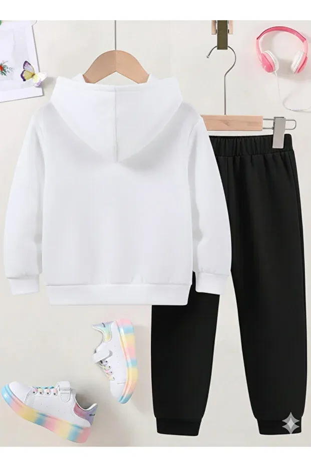 Детский комплект свитшот-брюки для девочек с принтом Twice Printed Sweatshirt Set / K Pop Stil X, White-1 — фото 2