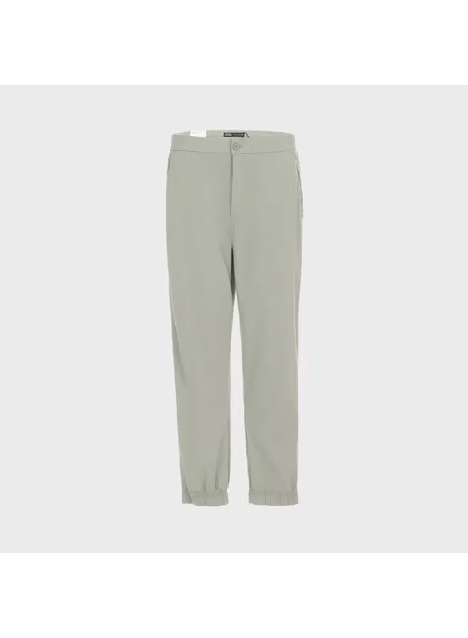 Джоггеры хлопковые с манжетами Zara, темно-зеленый — фото 2