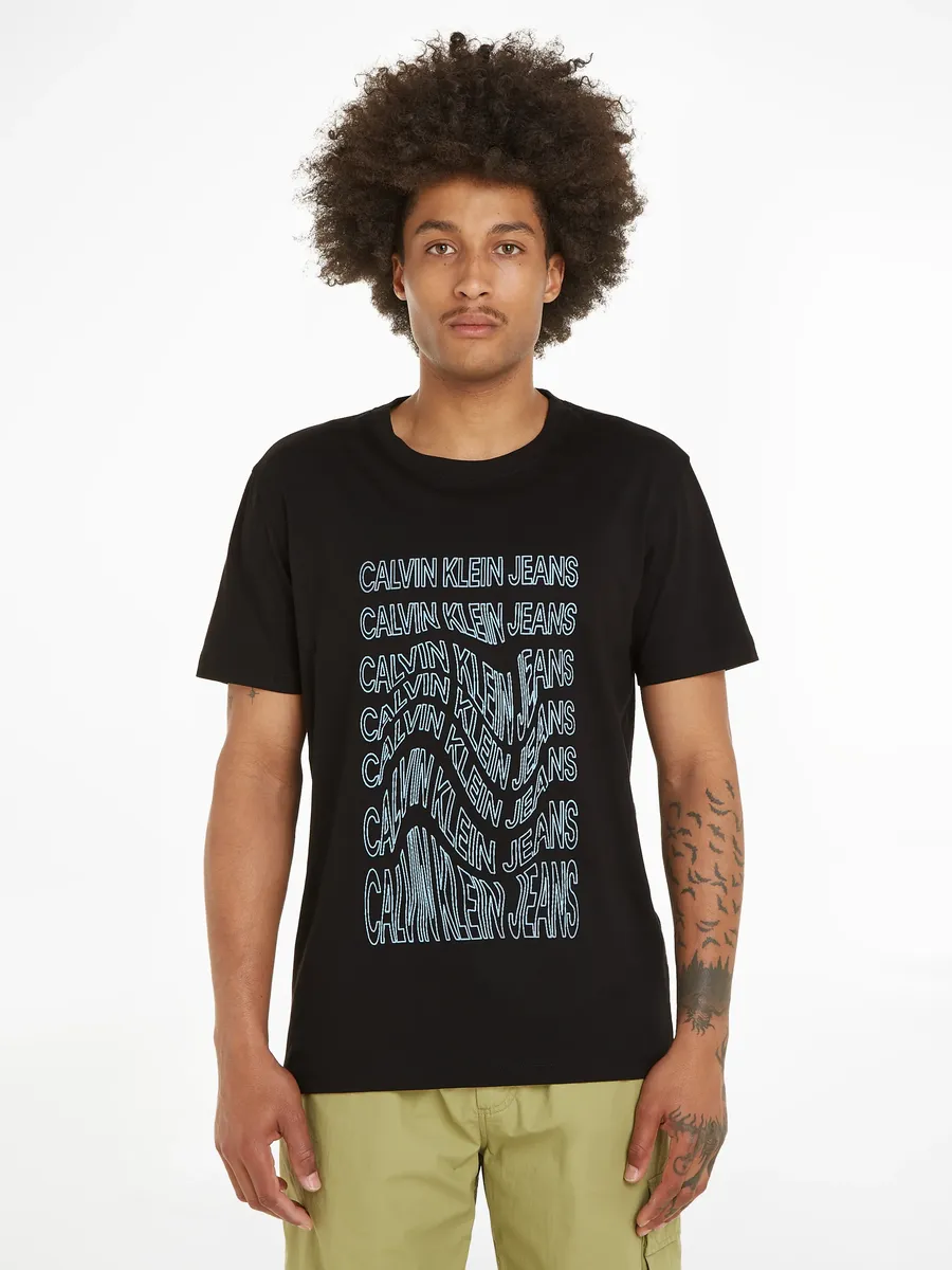 

Футболка Calvin Klein Jeans "INSTITUTIONAL WARP TEE" с принтом логотипа, цвет Ck Black