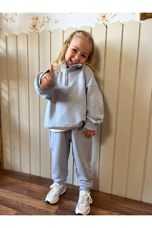 Детский спортивный комплект для девочек хлопковый Moda, Grey