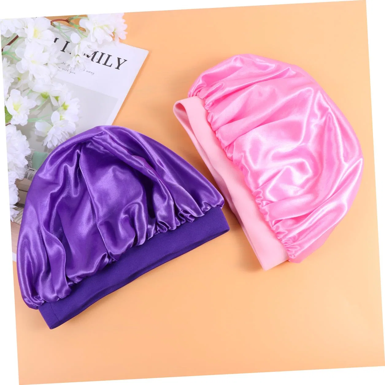 Шапочка для душа Satin, 3 шт, Homoyoyo, Черный Розовый Фиолетовый — фото 4