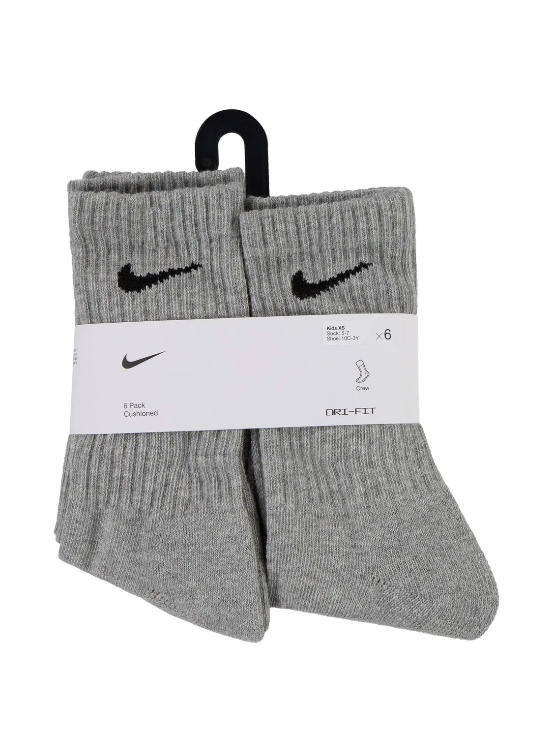 Комплект Dri-FIT из шести пар носков с вышитым логотипом Nike Kids, серый — фото 4