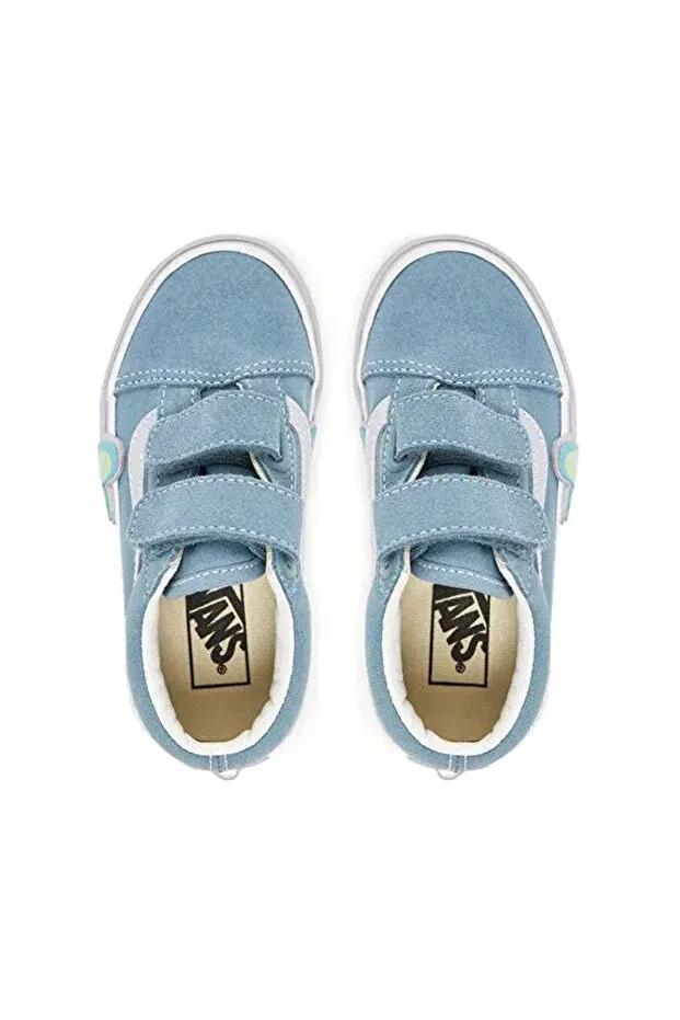 Детские кеды для девочек с принтом Old Skool V Heart Vans, Blue — фото 4