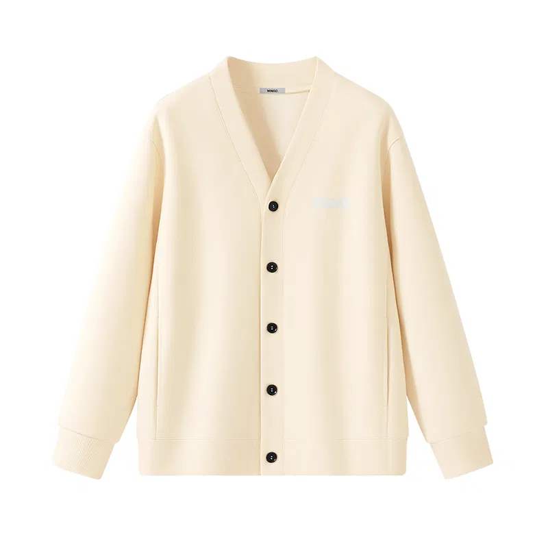 Детский джемпер с V-образным вырезом Ma Chang Blue Graffiti Chest Logo MINISO, Light Beige