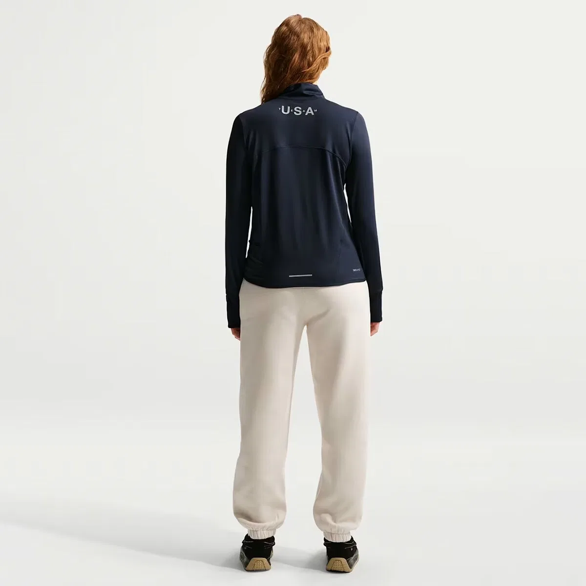 Женская топ с длинным рукавом Team USA Swift Element 1/4-Zip Top Nike, Obsidian/Reflective Silv — фото 4