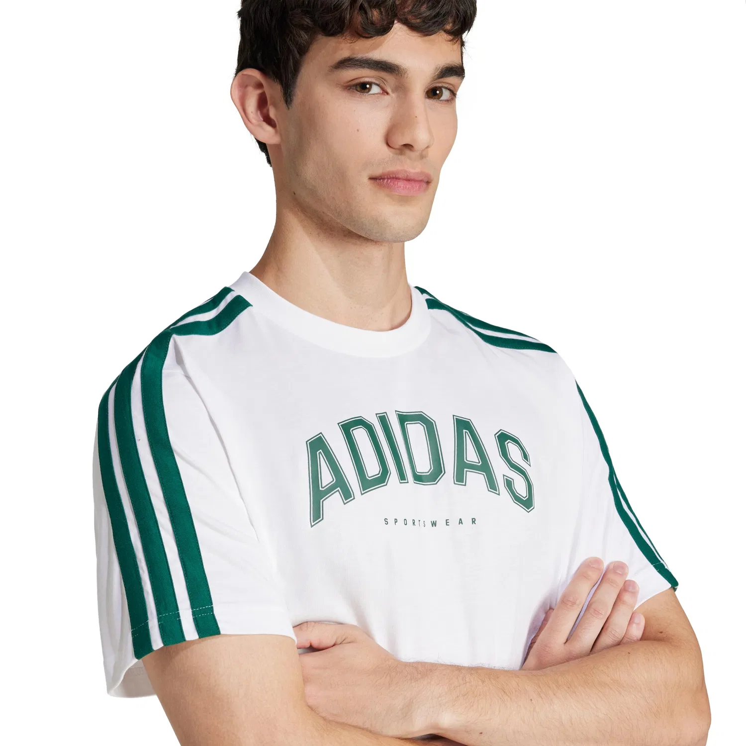Мужская футболка с принтом Codes Collegiate Linear Graphic adidas, White/Opulento Garden — фото 4