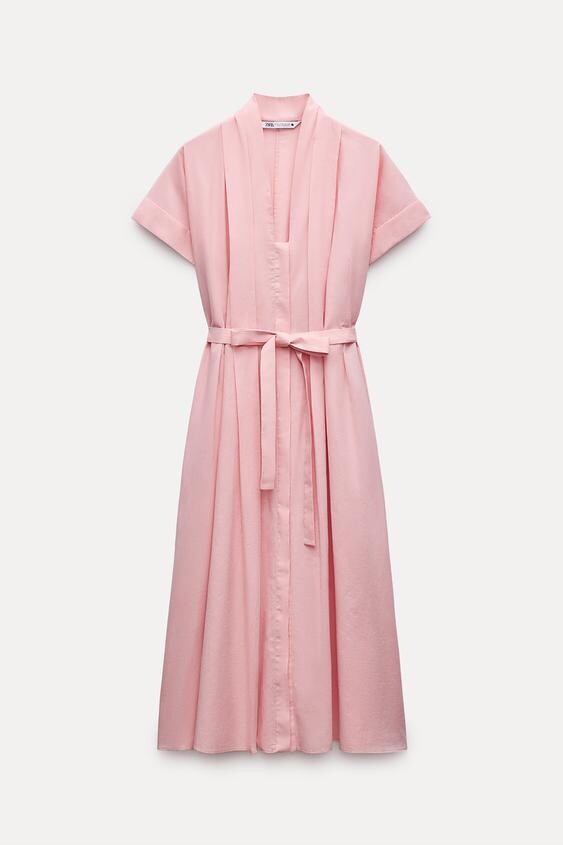 

Платье-рубашка Zara Zw Collection, пастельно-розовый