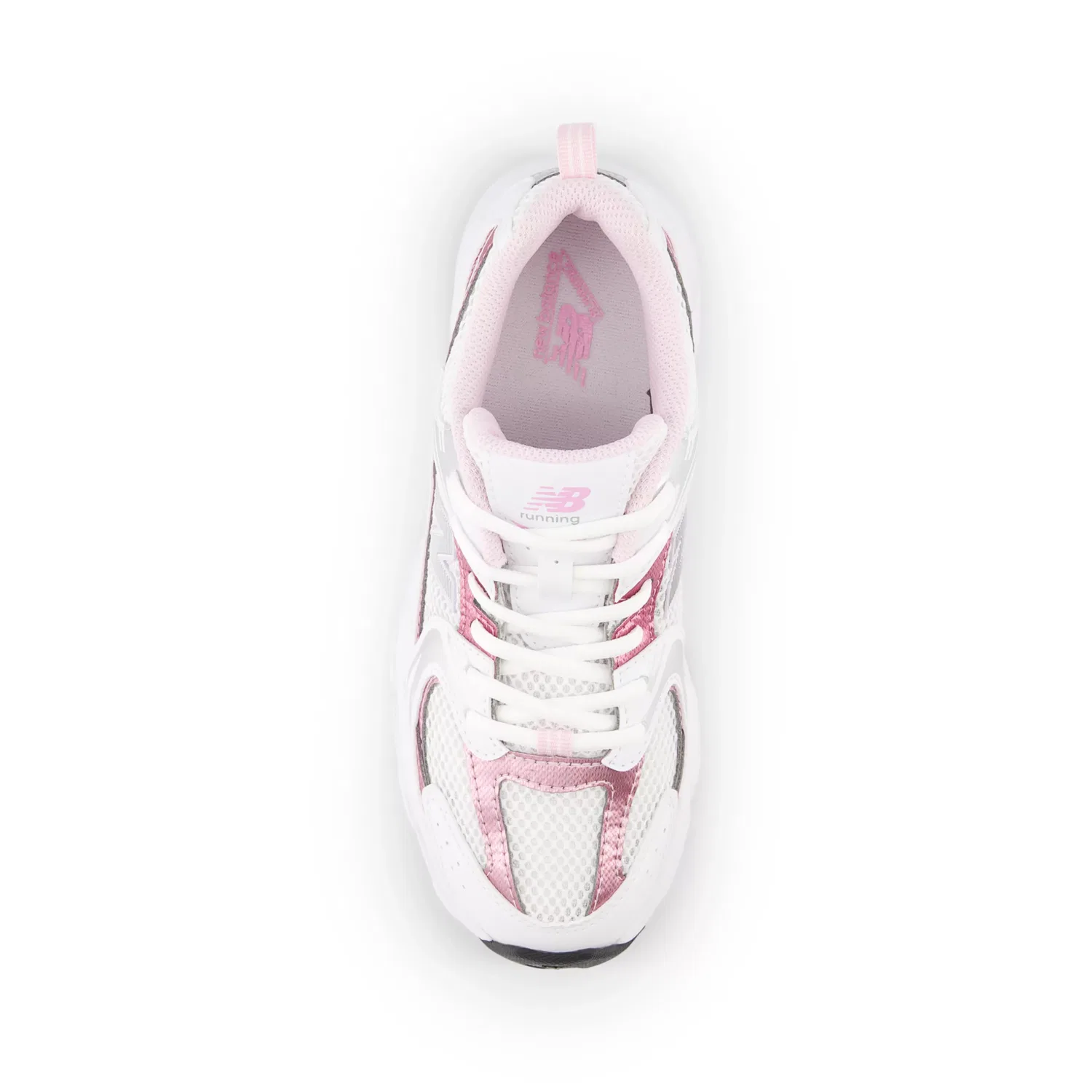 Детские кроссовки на шнуровке 530 Lace New Balance, White With Pink Sugar — фото 4