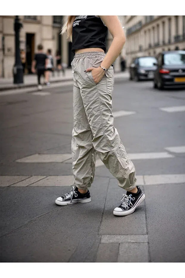 Детские штаны для девочек хлопковые Joui Co, Light Gray — фото 4
