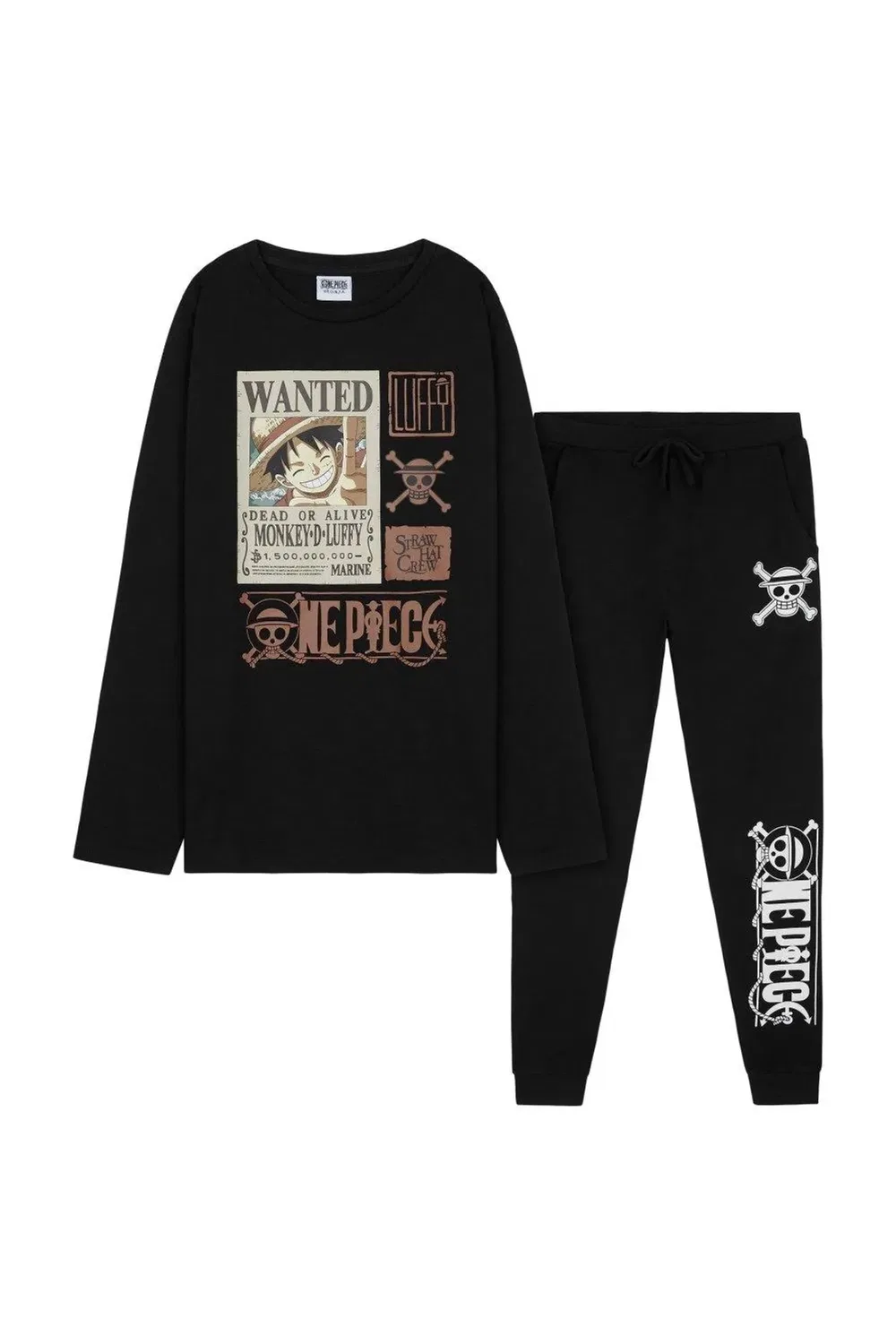 Женская пижама с длинным рукавом One Piece, Black