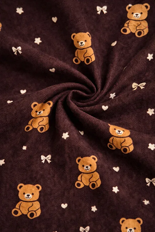 Детский комплект пижамы из микрозамши с принтом Ozbaby.Com, Brown — фото 3