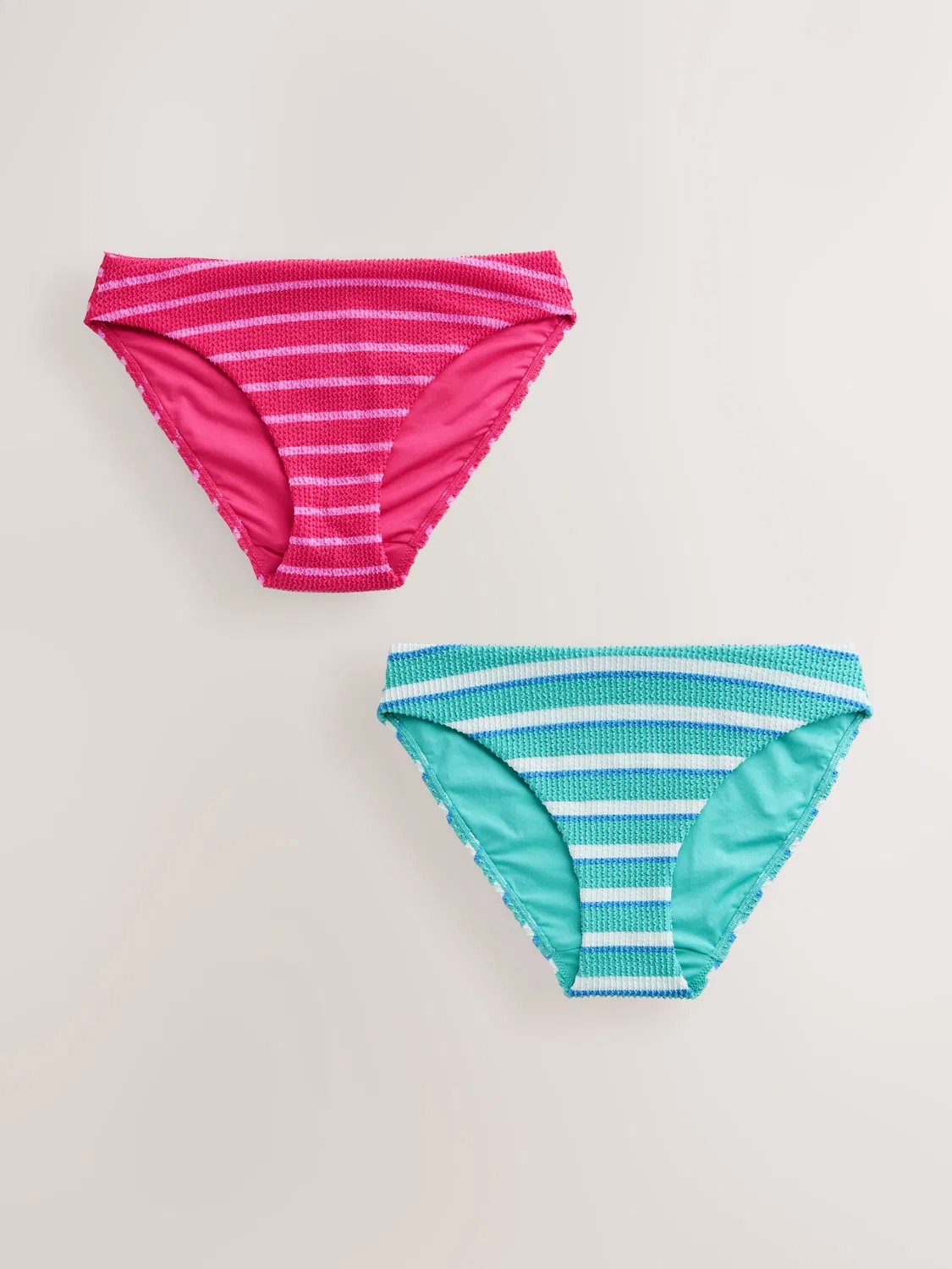 Купальные шорты бикини 2 шт, Pink/Aqua White Crinkle Stripe Next