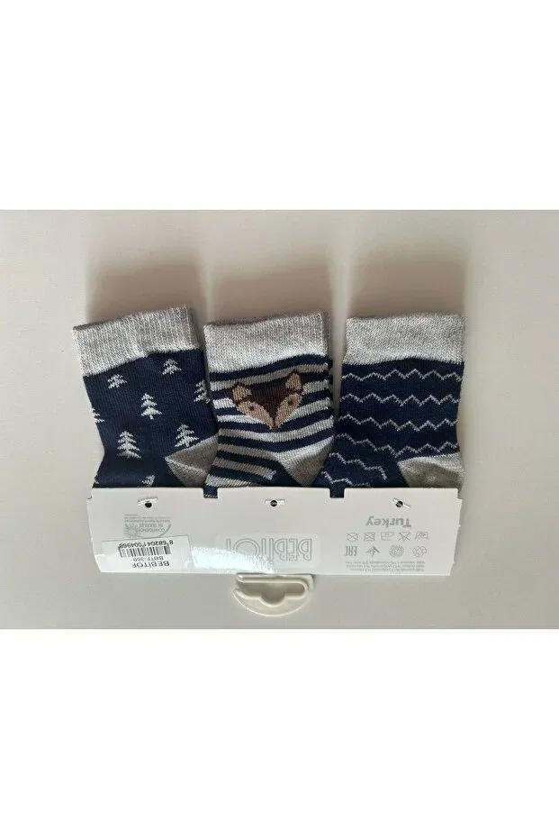 Детские носки для мальчиков хлопковые комплект 3 шт Bebitof, Navy Blue