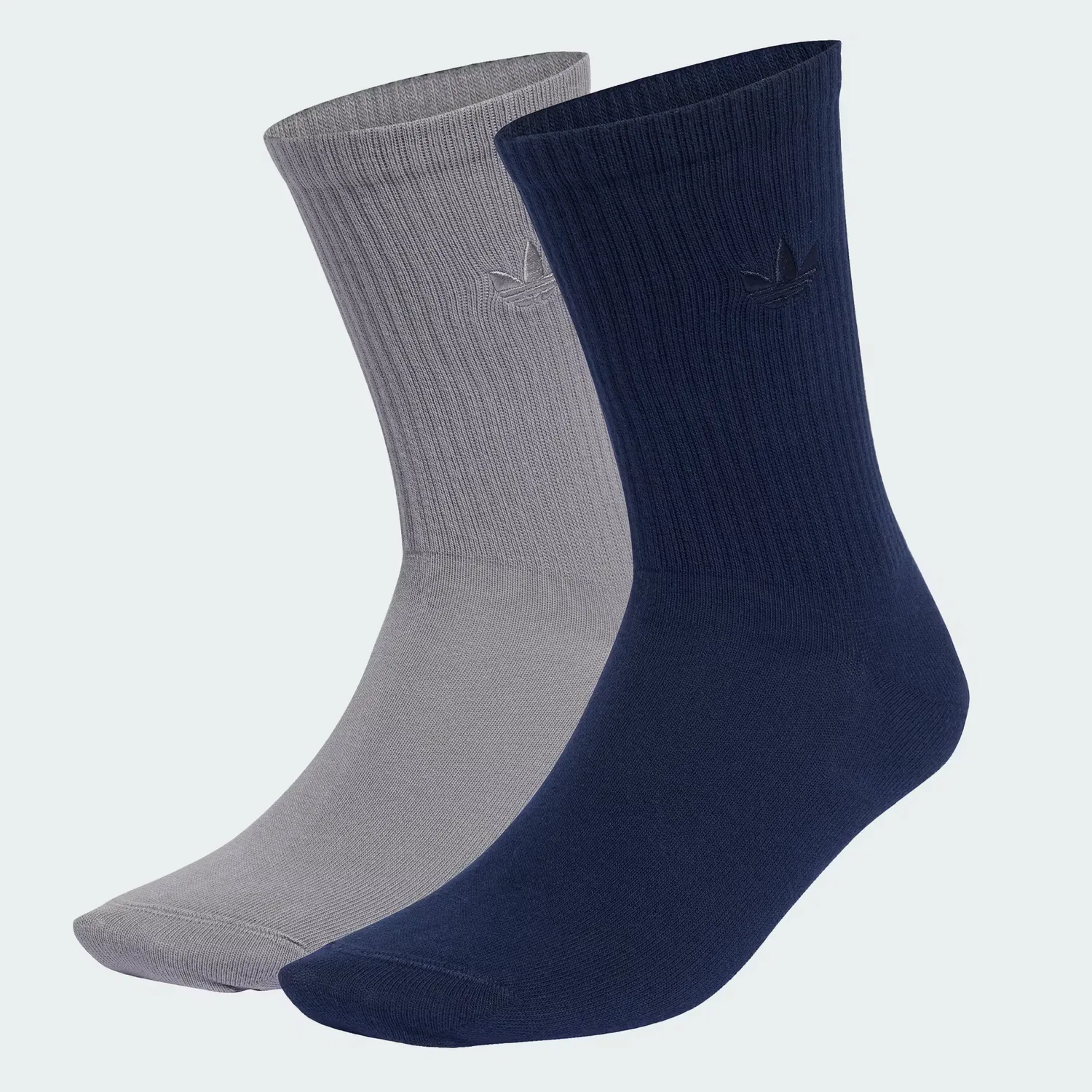 Носки средней высоты с вышитым логотипом, 2 пары, Everyday Icons Crew Adidas Originals, Night Indigo/серый