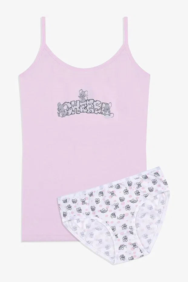 Детский комплект нижнего белья для девочек хлопковый Cute Mouse Patterned Athlete Briefs Set Koza Iç Giyim, 4021-30