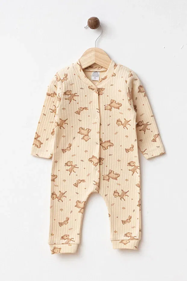 Детский комбинезон для новорожденных хлопковый Yukobaby Bebeğiniz Için En Doğalı, Beige