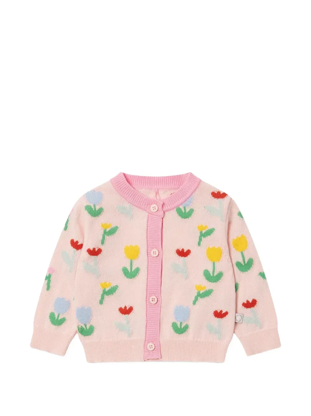 Кардиган с цветочным интарсионным узором Stella McCartney Kids, розовый