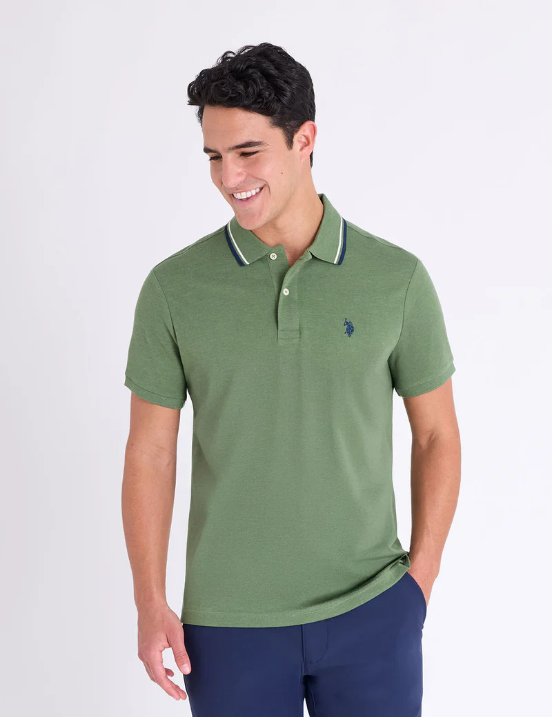 

Футболка-поло U.S. Polo Assn Slim Fit Tipped Interlock, зеленый