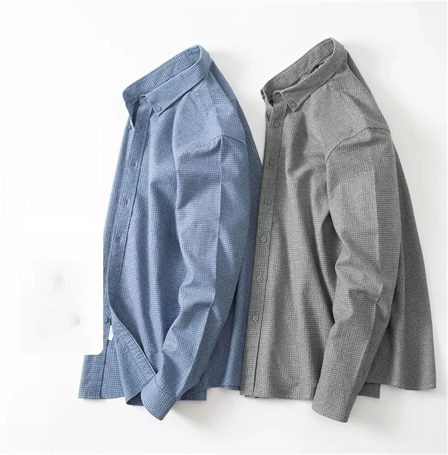 Мужская хлопковая футболка-поло с длинным рукавом, Slim Fit, серый — фото 2