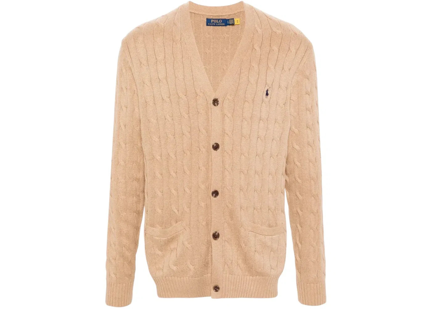 Мужской вязаный кардиган с V-образным вырезом и длинным рукавом Polo Ralph Lauren, Camel Melange