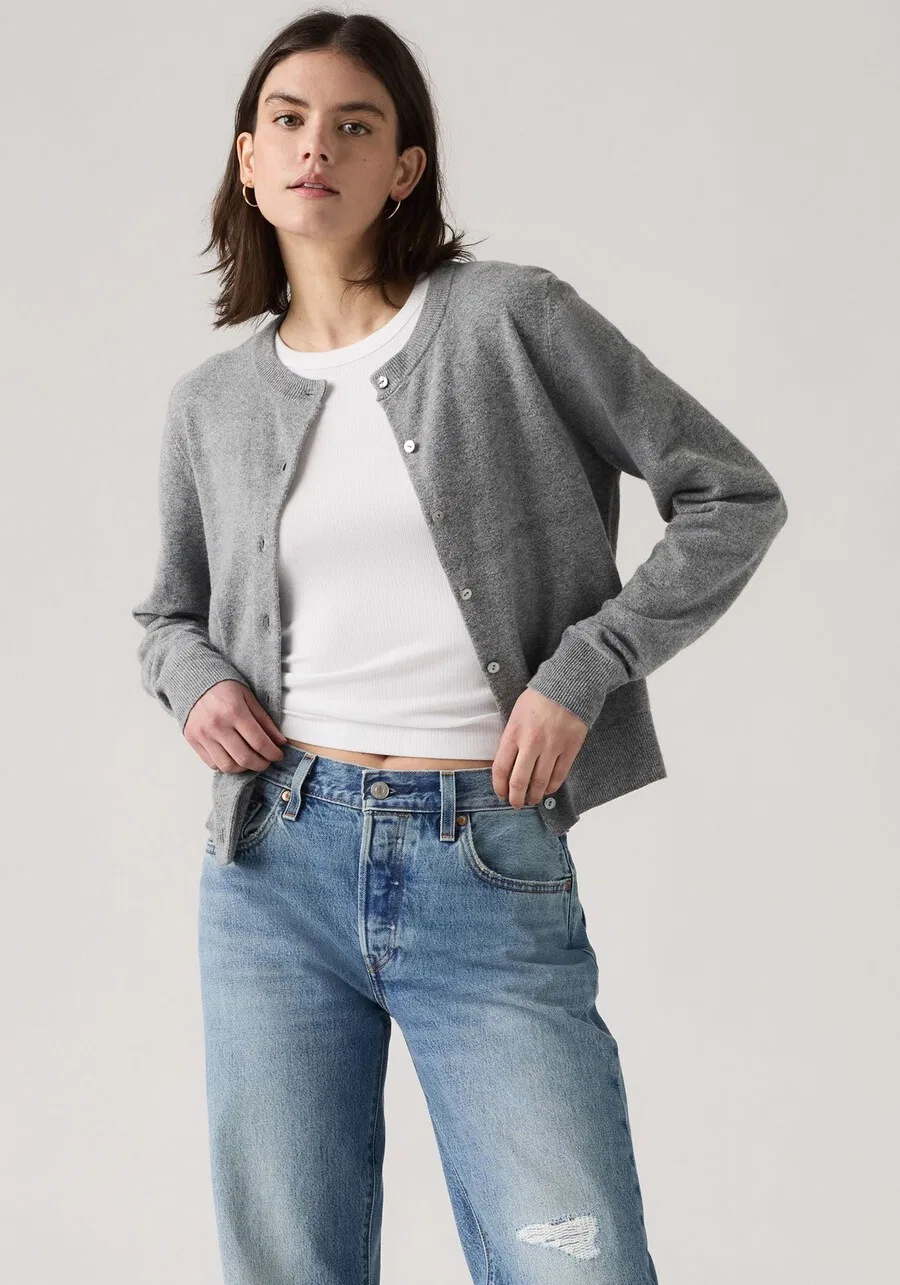 Вязаный кардиган LEVI'S серого цвета — фото 2